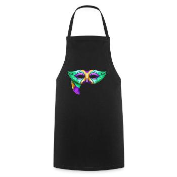 Green Mask For Mardi Gras - Cooking Apron - black - Front - AI Model Male 185 dark (185cm)