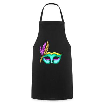 Green Mask For Mardi Gras - Cooking Apron - black - Front - AI Model Male 185 dark (185cm)