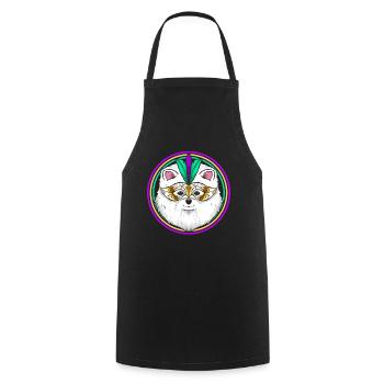 Chien de Poméranie ou Samoyède avec masque pour Mardi Gras - Tablier de cuisine - noir - Devant - AI Model Male 185 dark (185cm)