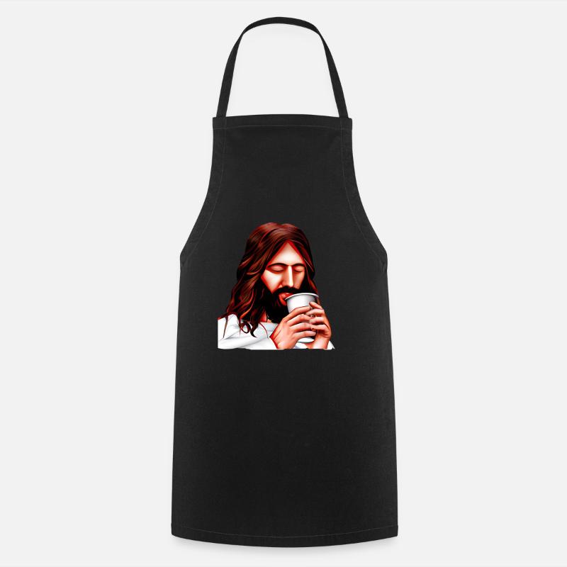 Jésus aimait le café - Tablier de cuisine - noir