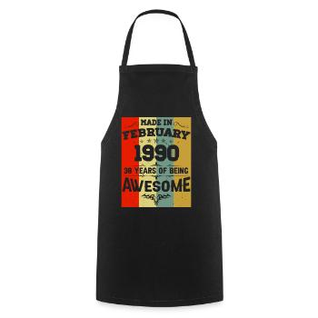 Februar 1990 Vintage Jahrgang Geburtstag - Kochschürze - Schwarz - Vorne - AI Model Male 185 dark (185cm)