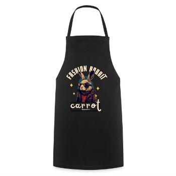 Lapin Rockeur en cuir - Tablier de cuisine - noir - Devant - AI Model Male 185 dark (185cm)