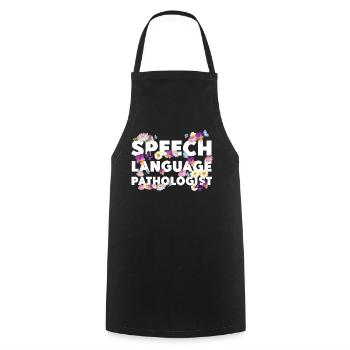 Speech Therapist Therapy Assistant - Kochschürze - Schwarz - Vorne - AI Model Male 185 dark (185cm)