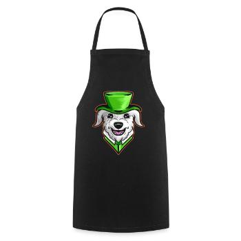 Irish Wolfhound With Green Hat Neckerchief St - Cooking Apron - black - Front - AI Model Male 185 dark (185cm)