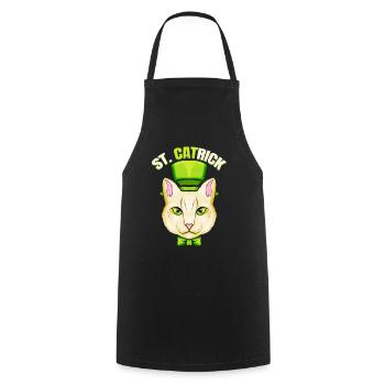 Cat With Green Loop And Cylinder Hat St Catrick - Kochschürze - Schwarz - Vorne - AI Model Male 185 dark (185cm)