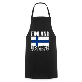 Finland saying - Cooking Apron - black - Front - AI Model Male 185 dark (185cm)