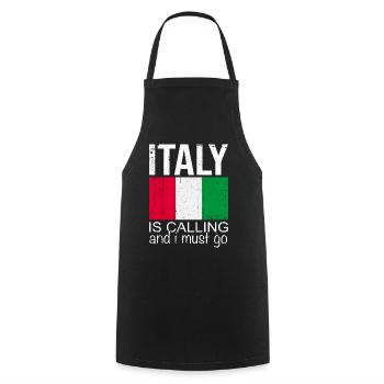 Italy Saying - Cooking Apron - black - Front - AI Model Male 185 dark (185cm)