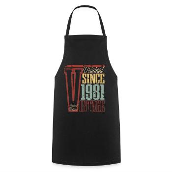 1981 Birthday Year of birth Year of construction Vintage Retro - Cooking Apron - black - Front - AI Model Male 185 dark (185cm)
