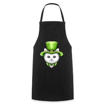 Cute Kawaii Cat With Leprechauns Hat On St - Cooking Apron - black - Front - AI Model Male 185 dark (185cm)
