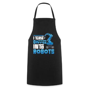 Robot Robotics Engineer Coffee I - Cooking Apron - black - Front - AI Model Male 185 dark (185cm)