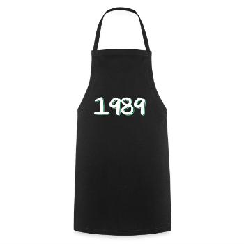 1989 Anniversaire - Tablier de cuisine - noir - Devant - AI Model Male 185 dark (185cm)