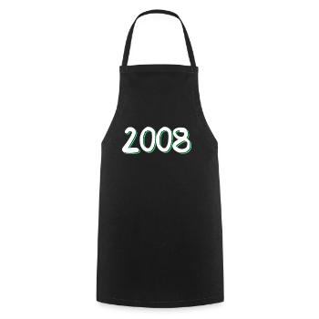 Anniversaire 2008 - Tablier de cuisine - noir - Devant - AI Model Male 185 dark (185cm)