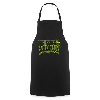 Ibiza Techno Été - Tablier de cuisine - noir - Devant - AI Model Male 185 dark (185cm)