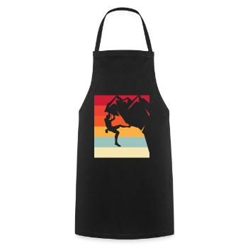 Climbing hero in retro sunset - Cooking Apron - black - Front - AI Model Male 185 dark (185cm)