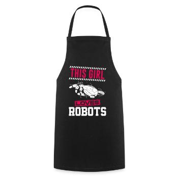 Robot Robotics Engineer Girl This - Cooking Apron - black - Front - AI Model Male 185 dark (185cm)