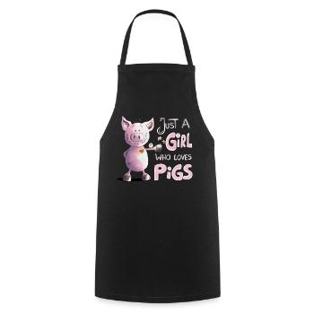 Juste une fille qui aime les cochons - Tablier de cuisine - noir - Devant - AI Model Male 185 dark (185cm)