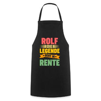 Rolf die Legende geht in Rente - Kochschürze - Schwarz - Vorne - AI Model Male 185 dark (185cm)