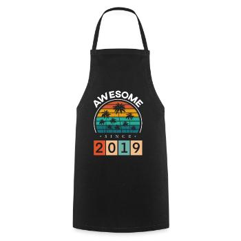 2019 Born Birthday Year of Birth Vintage - Cooking Apron - black - Front - AI Model Male 185 dark (185cm)
