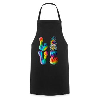 Gnome Love Peace Tie Dye - Cooking Apron - black - Front - AI Model Male 185 dark (185cm)