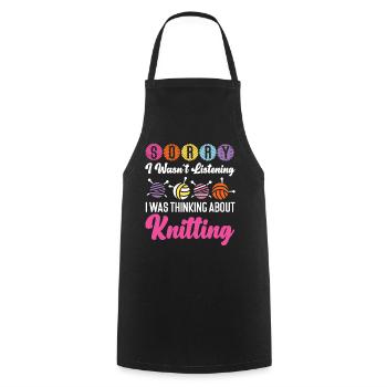 Knitting Knitter Sorry I Wasn't - Kochschürze - Schwarz - Vorne - AI Model Male 185 dark (185cm)