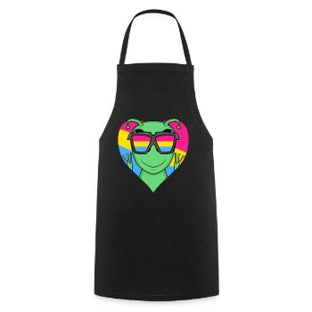 Pansexuell Alien Herz Geschenk - Kochschürze - Schwarz - Vorne - AI Model Male 185 dark (185cm)