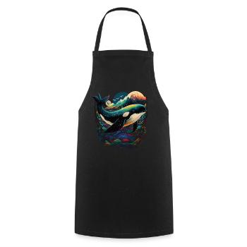 Colorful killer whale watching Orca whale watching - Cooking Apron - black - Front - AI Model Male 185 dark (185cm)