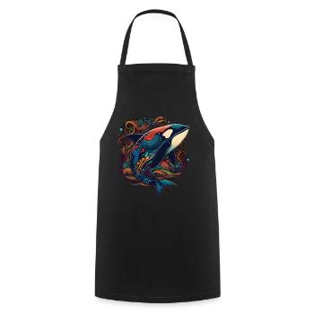 Colorful killer whale watching Orca whale watching - Cooking Apron - black - Front - AI Model Male 185 dark (185cm)