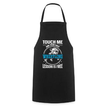Touchez-moi et votre première leçon de lutte est gratuite - Tablier de cuisine - noir - Devant - AI Model Male 185 dark (185cm)