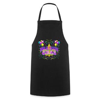 Logo With Ballons and Fleur De Lis For Mardi Gras - Cooking Apron - black - Front - AI Model Male 185 dark (185cm)
