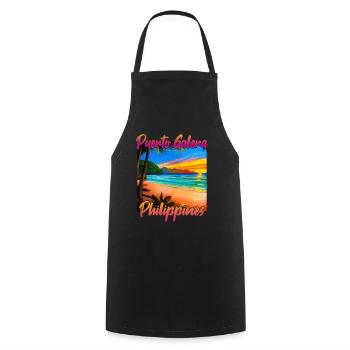Coucher de soleil à Puerto Galera - Tablier de cuisine - noir - Devant - AI Model Male 185 dark (185cm)
