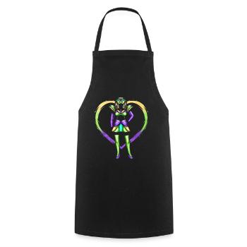 Costume de femme avec masque pour Mardi Gras - Tablier de cuisine - noir - Devant - AI Model Male 185 dark (185cm)