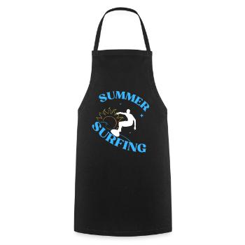 Summer Surfing Vibe Tee - Cooking Apron - black - Front - AI Model Male 185 dark (185cm)