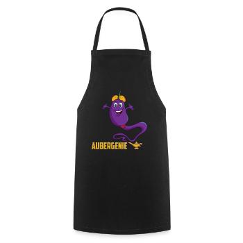 A vegan purple Aubergenie for Arabian nights - Cooking Apron - black - Front - AI Model Male 185 dark (185cm)