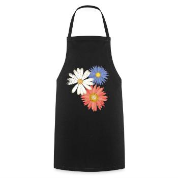 3 fleurs - Tablier de cuisine - noir - Devant - AI Model Male 185 dark (185cm)
