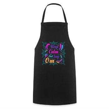 Restez calme et dites OM Yoga - Tablier de cuisine - noir - Devant - AI Model Male 185 dark (185cm)