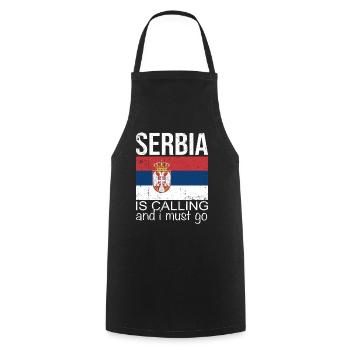 Serbien Spruch - Kochschürze - Schwarz - Vorne - AI Model Male 185 dark (185cm)