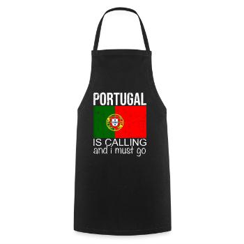 Portugal - Kochschürze - Schwarz - Vorne - AI Model Male 185 dark (185cm)