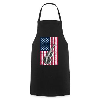 Double Bass US Flag Patriotic Double Bass Player - Kochschürze - Schwarz - Vorne - AI Model Male 185 dark (185cm)