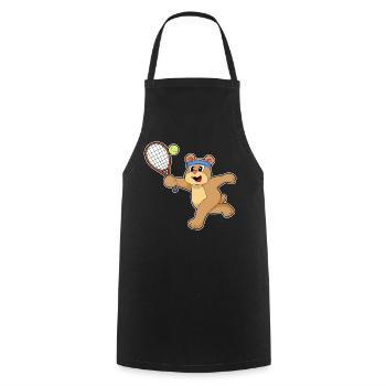 Bear Tennis Racket Sport - Cooking Apron - black - Front - AI Model Male 185 dark (185cm)