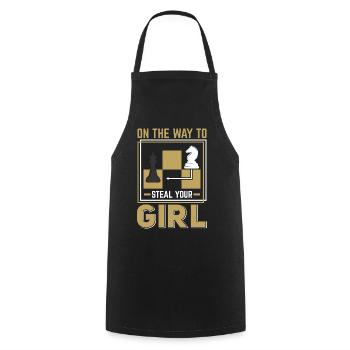 Chess Chess Player Tournament for Clever Minds - Cooking Apron - black - Front - AI Model Male 185 dark (185cm)