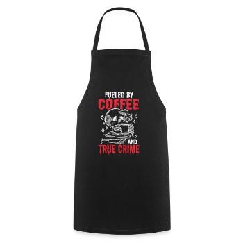 Je cours sur le café et le vrai crime - Tablier de cuisine - noir - Devant - AI Model Male 185 dark (185cm)