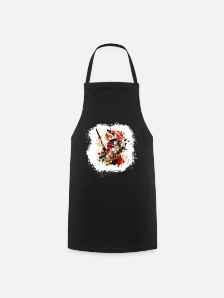 Chat Samouraï Rouge Noir - Tablier de cuisine - noir