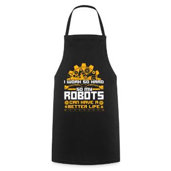 Robot Robotics Engineer Vintage I - Cooking Apron - black - Front - AI Model Male 185 dark (185cm)