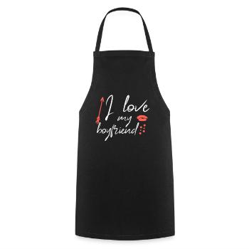 I love my boyfriend - Cooking Apron - black - Front - AI Model Male 185 dark (185cm)