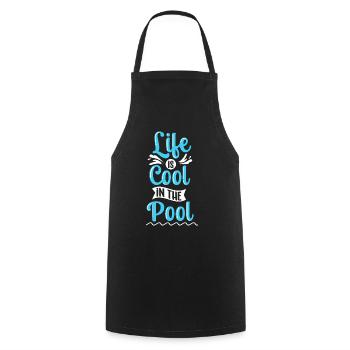 Das Leben Ist Cool Im Pool Schwimmen Sport - Kochschürze - Schwarz - Vorne - AI Model Male 185 dark (185cm)