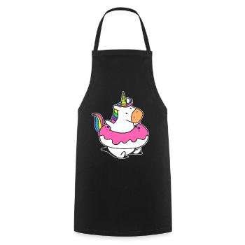 Regenbogen Einhorn Schwimmer Floaty Donut - Kochschürze - Schwarz - Vorne - AI Model Male 185 dark (185cm)