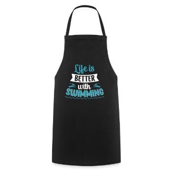 La vie est plus belle avec un sportif de natation - Tablier de cuisine - noir - Devant - AI Model Male 185 dark (185cm)
