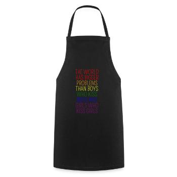 The world has bigger problems Gay Pride - Cooking Apron - black - Front - AI Model Male 185 dark (185cm)