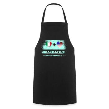 Italy and USA flag 100% genius - Cooking Apron - black - Front - AI Model Male 185 dark (185cm)