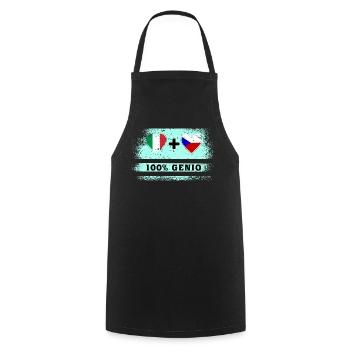 L’Italie et la République tchèque drasent 100% génie - Tablier de cuisine - noir - Devant - AI Model Male 185 dark (185cm)
